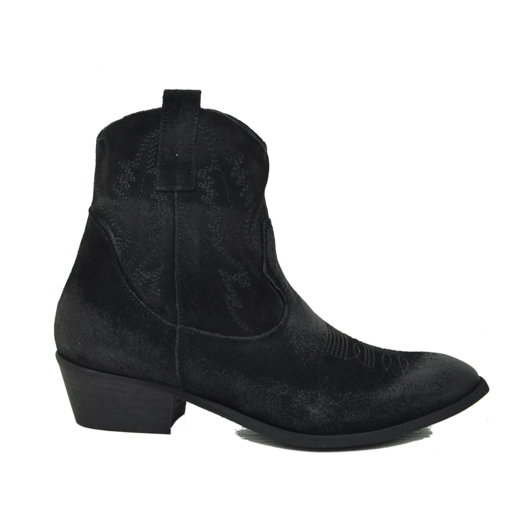 Texanini-Stiefeletten aus gestepptem schwarzem Wildleder - 2