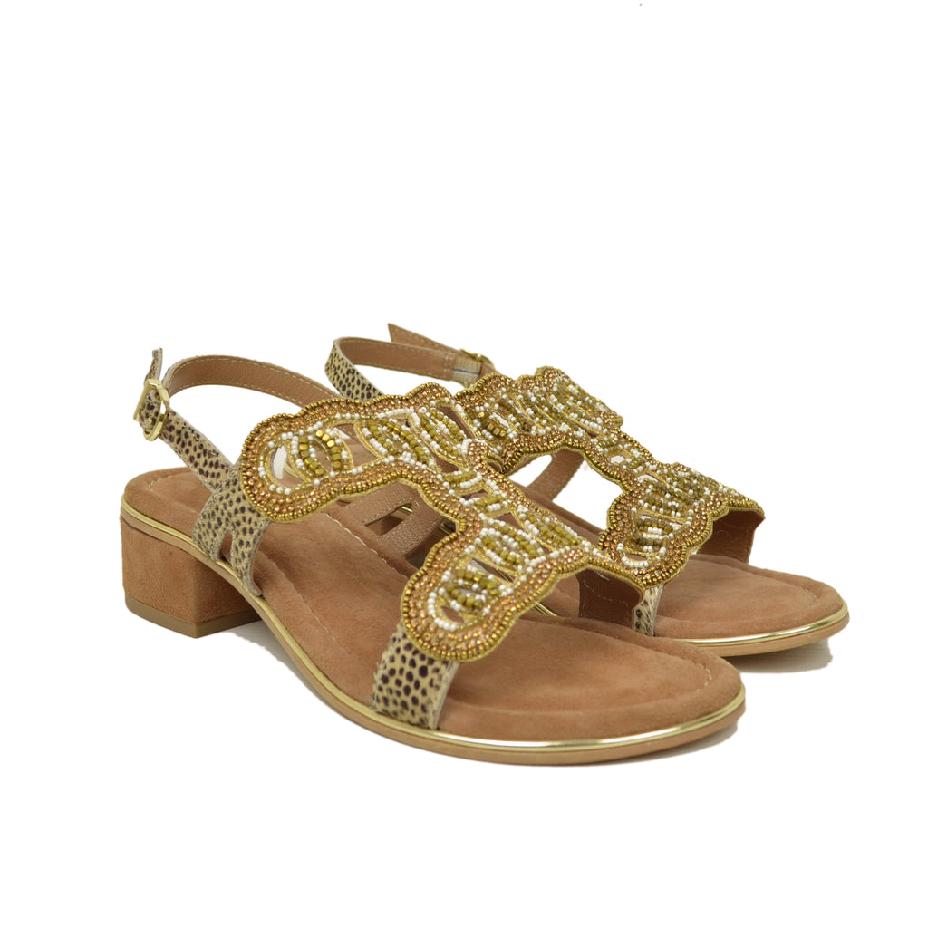 Silver Women's Sandals in Suede Leather with Rhinestones Made in Italy - 2