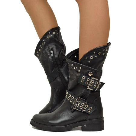 Biker Boots Damen Nieten Bikerstiefel Damen Nieten Ash TENNESSE