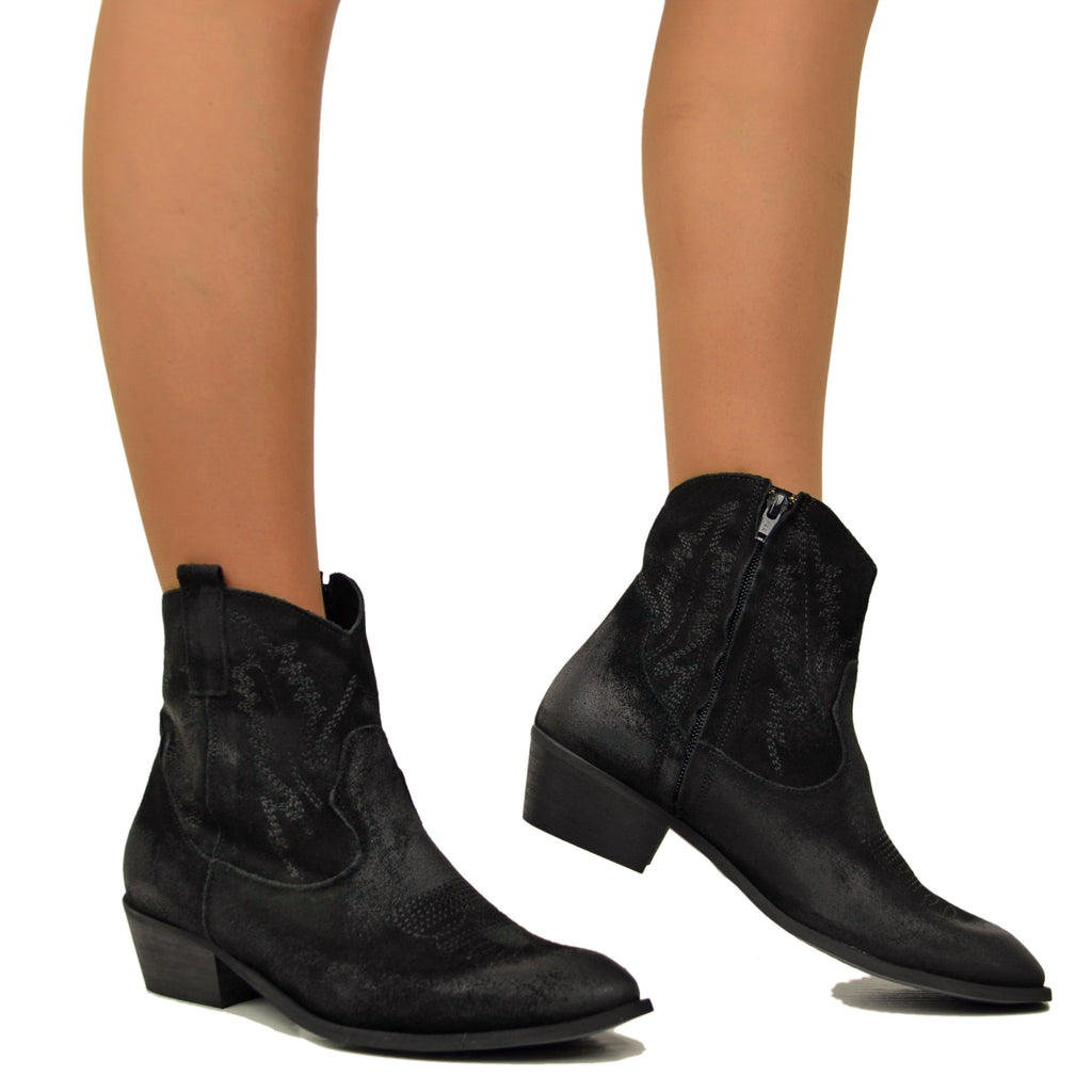 Texanini Ankle Boots Quilted Black Suede - 4