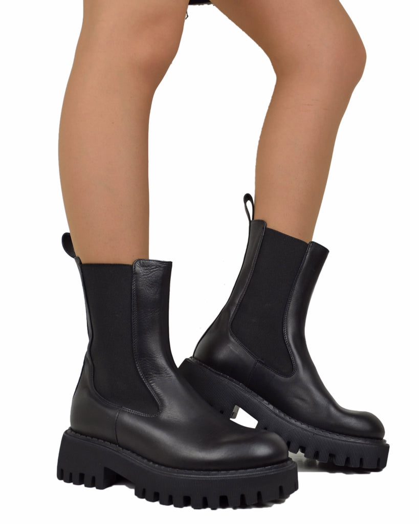 Beatles Stretch Stiefeletten Echtleder Schwarz - 3