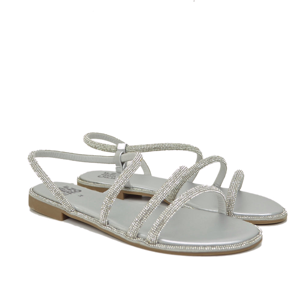 Flat Sandals with Rhinestones and Heel in Simulated Leather Brand Caffènero - 2
