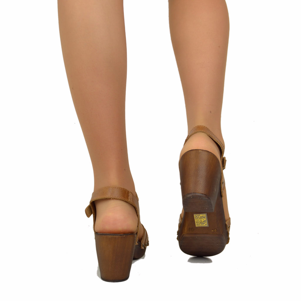Spider Sandals in Camel-colored Oiled Leather Made in Italy - 5