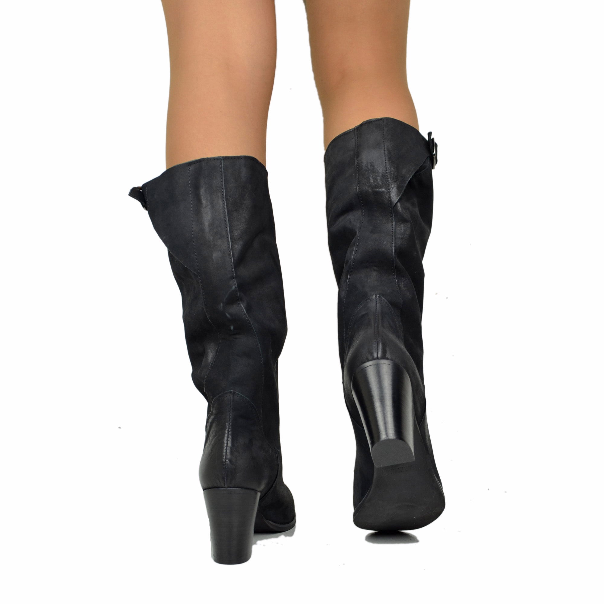 Stivali biker donna nero basic con gomma e tacco 5 cm zip laterale e fibbie regolabili altezza al ginocchio donna stivali Malu Shoes | MaluShoes Stivali biker donna nero basic con gomma e tacco 5 cm zip laterale e fibbie regolabili altezza al ginocchio donna stivali Malu Shoes | MaluShoes