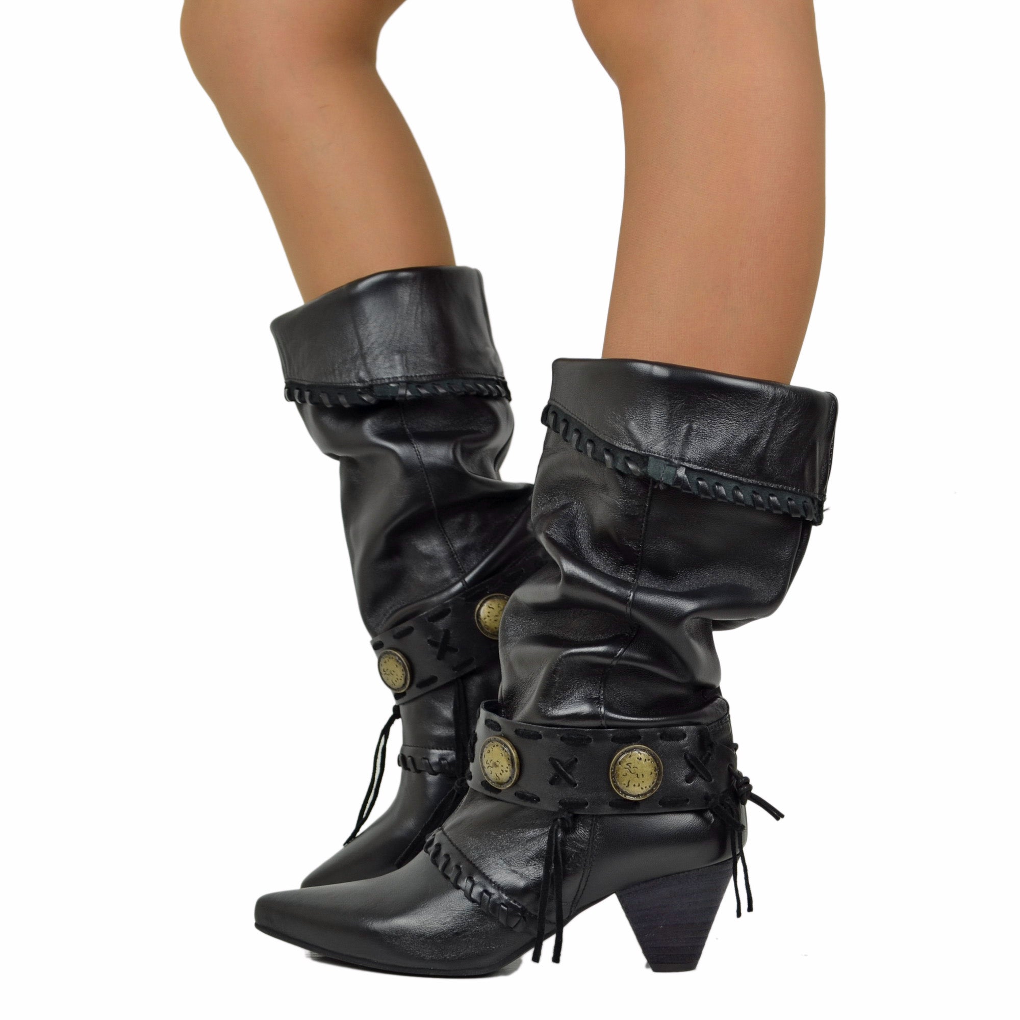 Donna Stivaletti Stivali Con Tacco A Cono Stivali Con Risvolto