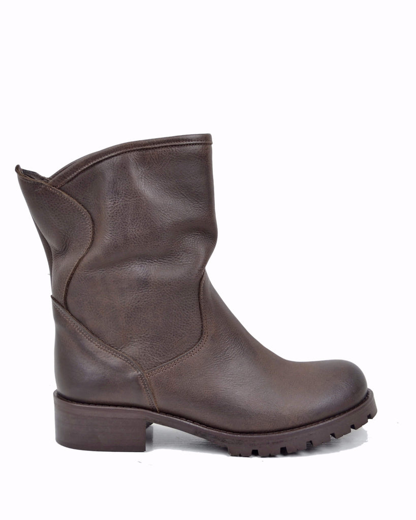 Stivali Donna Biker Marrone Vintage Classici in Pelle Made in Italy - 6