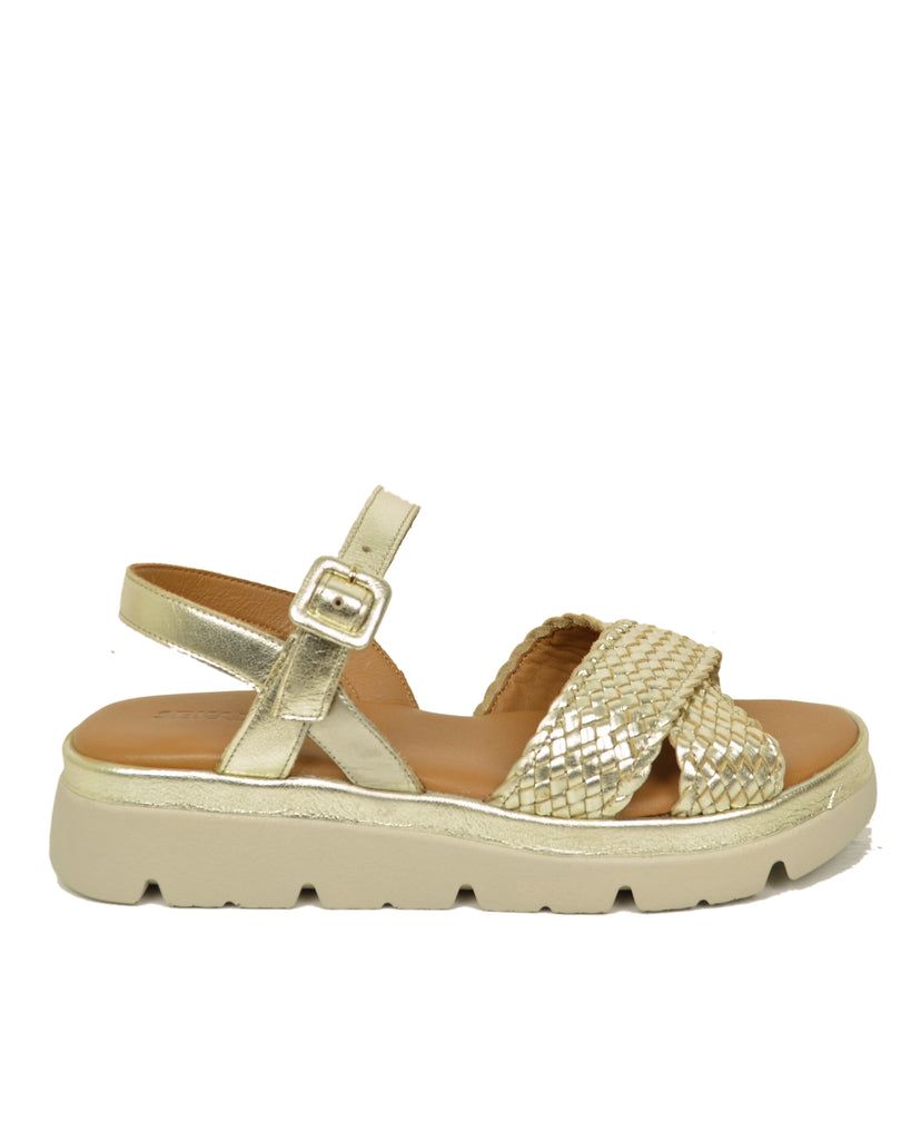 Sandali Intrecciati in Vera Pelle color Platino e Suola in Memory Foam - 2