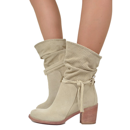 High Heels Wildleder Sommer Stiefeletten Damen-Sommerstiefeletten