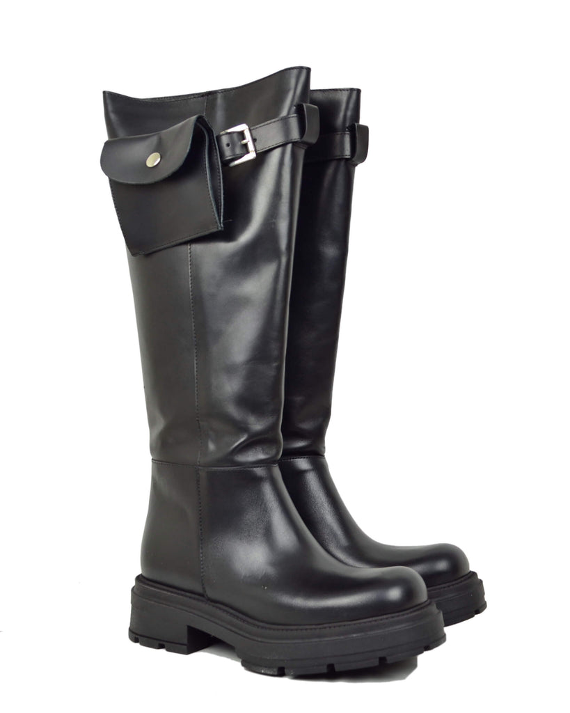 Biker Altissimi con Gambale Largo Taschino Removibile Vera Pelle DIVINE FOLLIE - 6