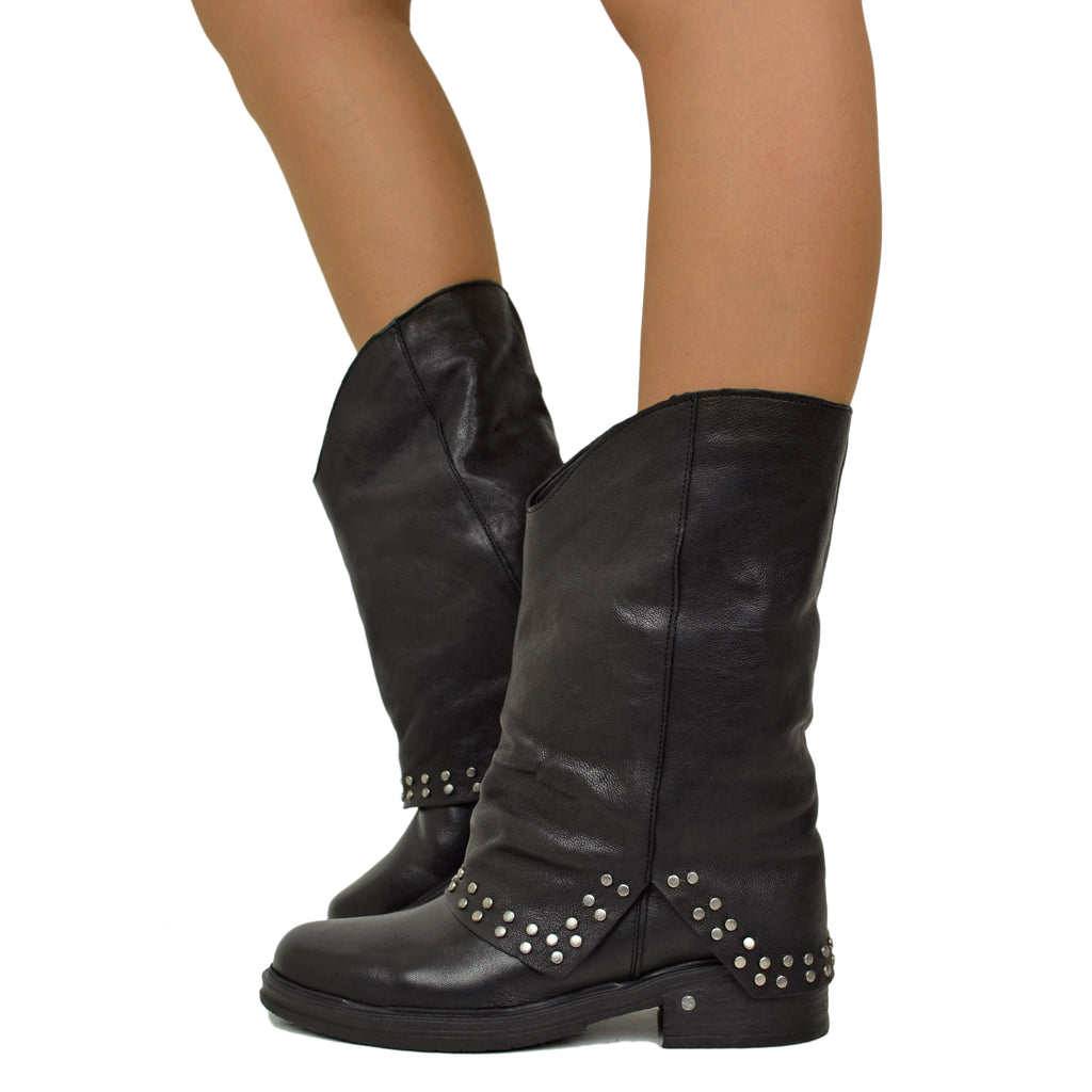 Black Studded Leather Biker with Revere Boots