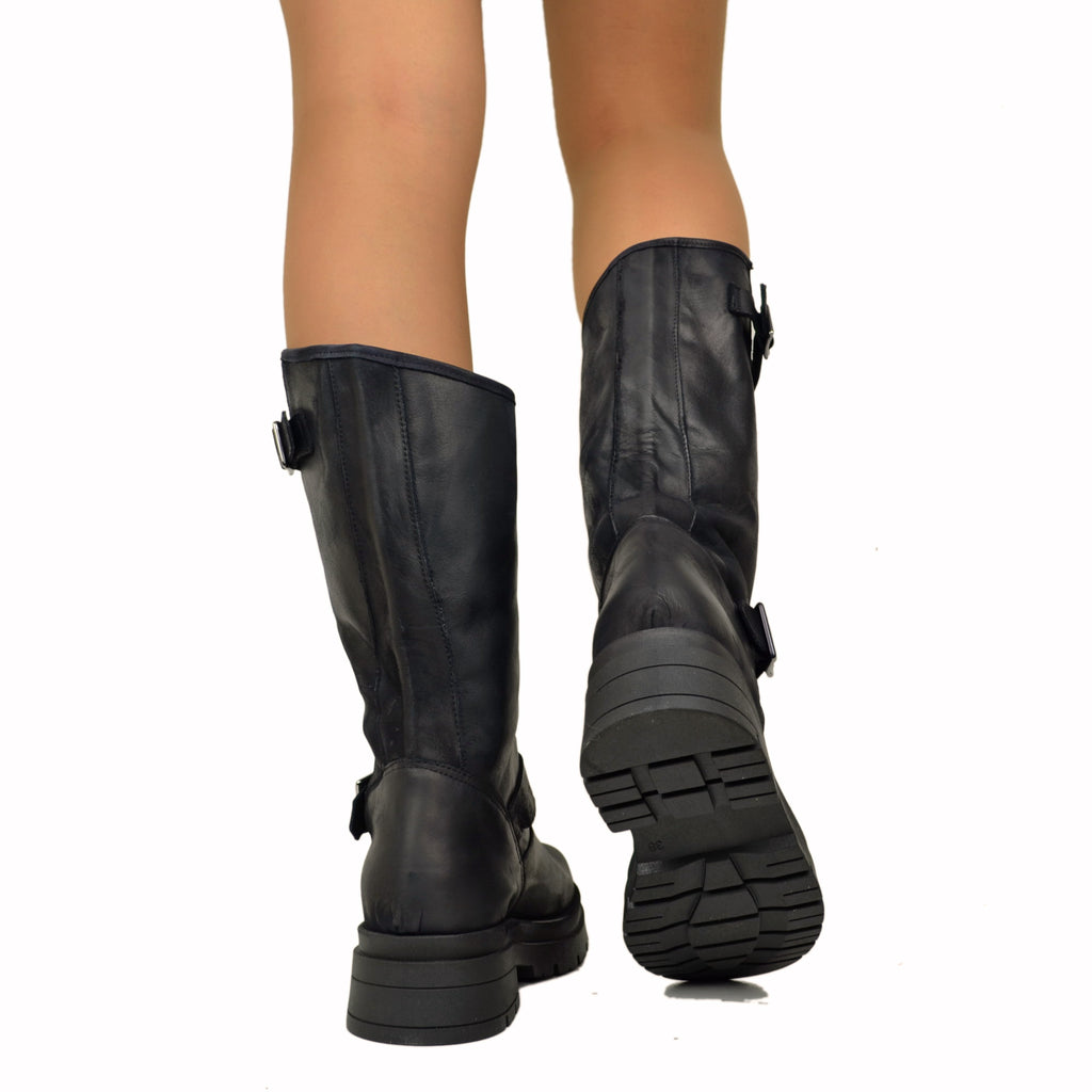 Biker Boots with Buckles Made in Italy - 6