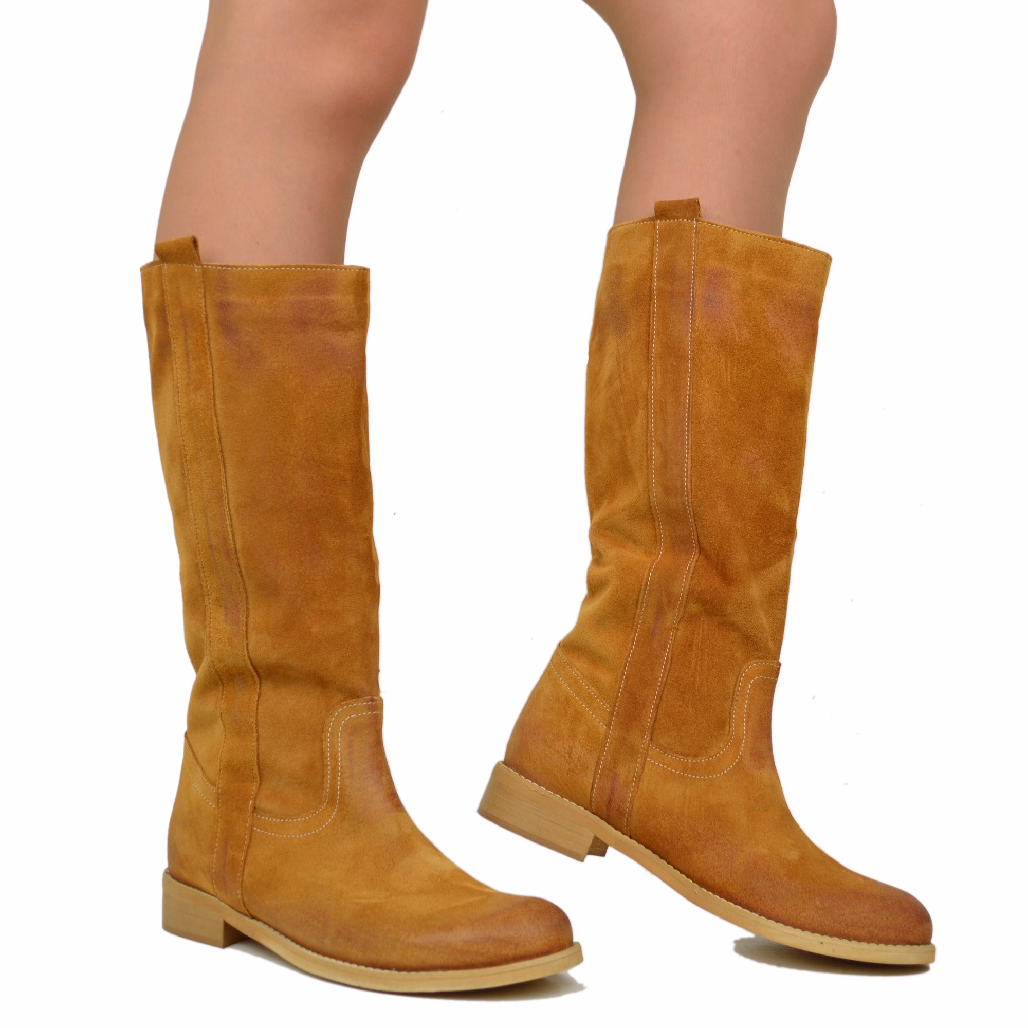 Stivali Camperos Donna Cuoio in Pelle Scamosciata KikkiLine