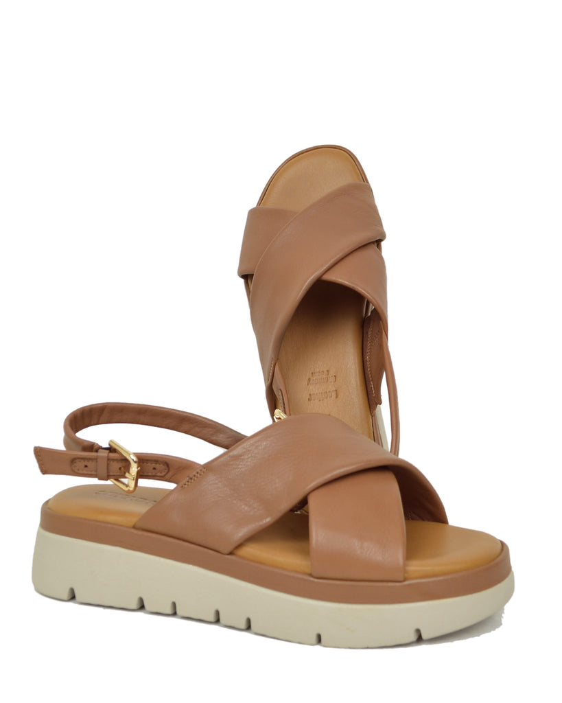 Sandali Donna Cuoio con fasce incrociate e Suola in Memory Foam - 2