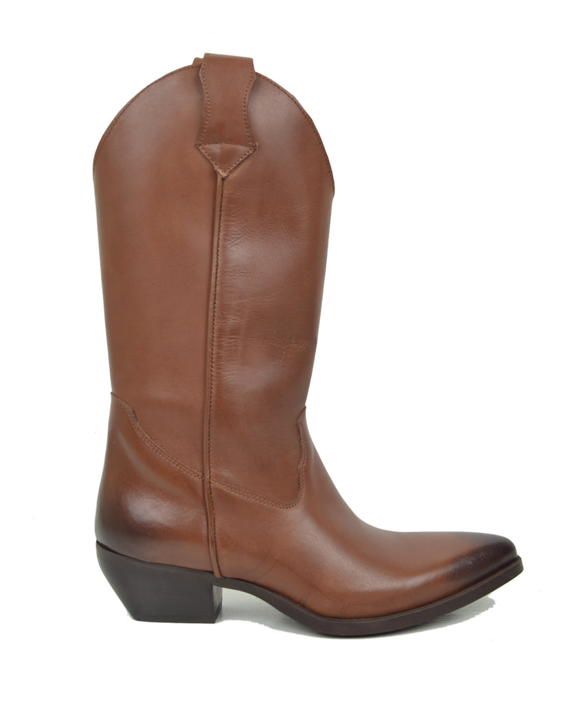 Texani VERA PELLE Made in Italy Stivali da Cowboy Cuoio Lisci Camperos - 6