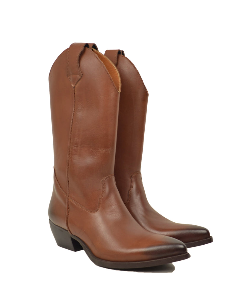 Texani VERA PELLE Made in Italy Stivali da Cowboy Cuoio Lisci Camperos - 2