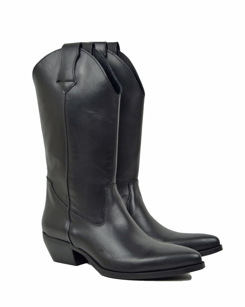 Genuine Leather Texan Boots – Made in Italy Smooth Leather Cowboy Camperos - 2