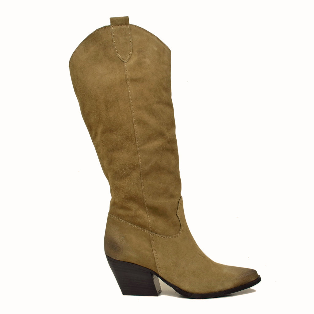 High Suede Texan Boots Strenght and Soft Leg Taupe - 2