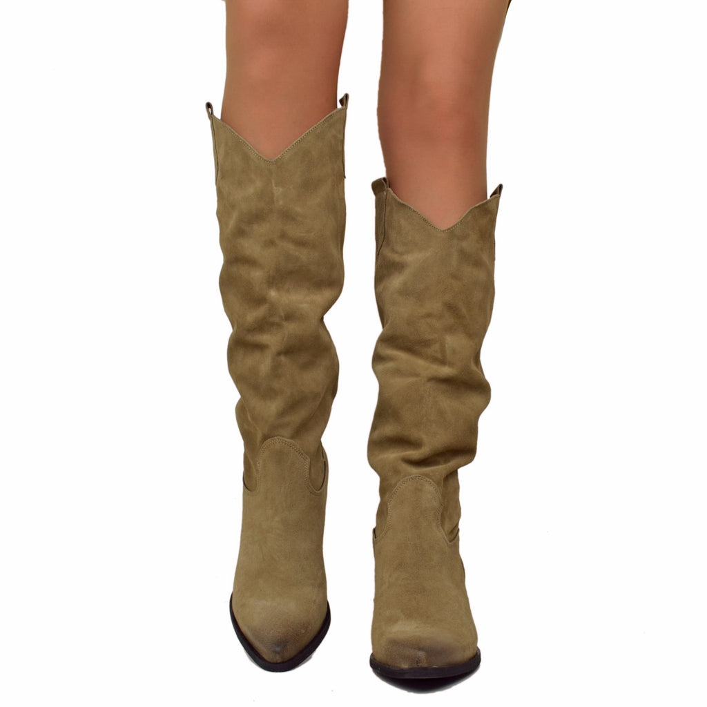 High Suede Texan Boots Strenght and Soft Leg Taupe - 3