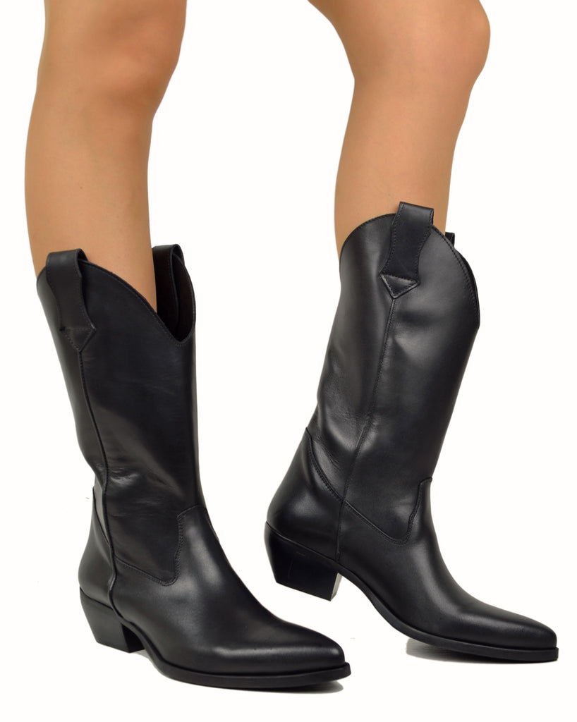 Genuine Leather Texan Boots – Made in Italy Smooth Leather Cowboy Camperos - 4