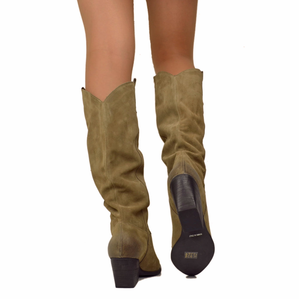 High Suede Texan Boots Strenght and Soft Leg Taupe - 5