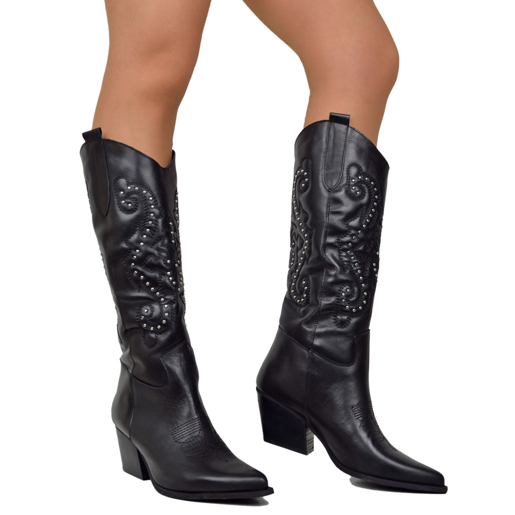 Große Texans-Damen mit Stickerei und silbernen Nieten - 4