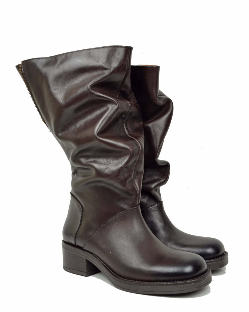 Biker Polpacci Forti Gambale Largo XL Vera Pelle Sfumata Testa di Moro - 9