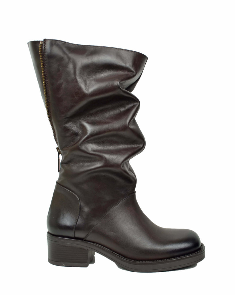 Biker Polpacci Forti Gambale Largo XL Vera Pelle Sfumata Testa di Moro - 3