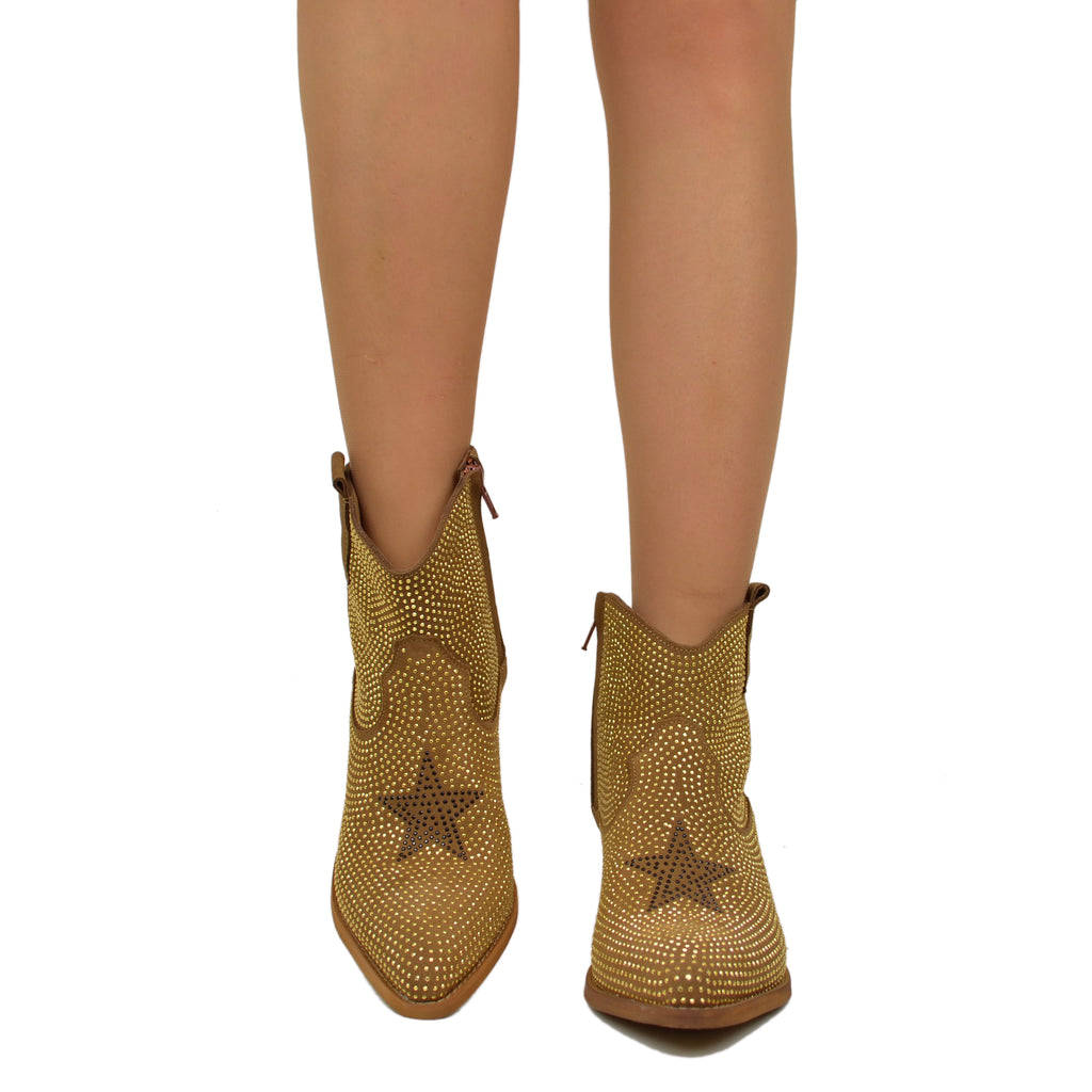 Texanini Studded with Rhinestones with Stone Side Zip Star - 3
