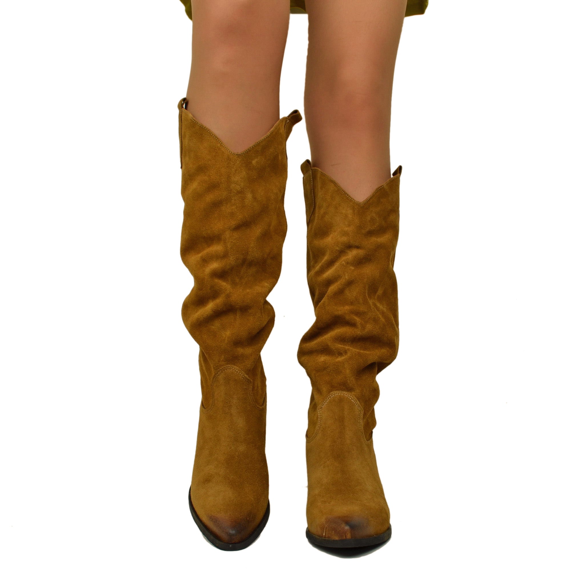 Slouchy Boots Wildlederstiefel Dunkelbraun Stiletto Braune Stiefel