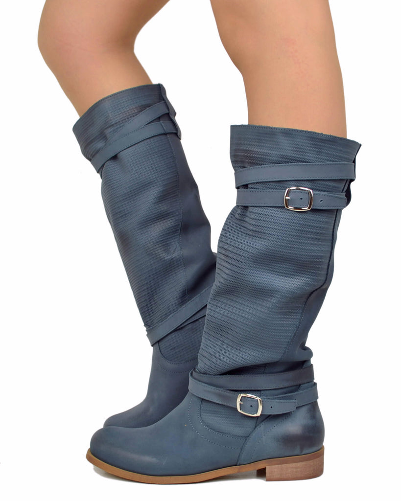 Summer Nubuck Boots – Vintage Blue, Made in Italy - 4