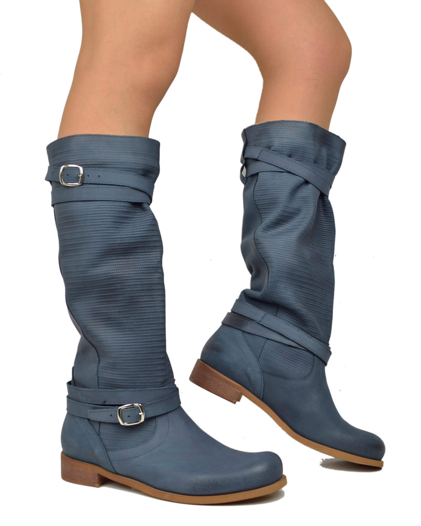 Summer Nubuck Boots – Vintage Blue, Made in Italy - 6