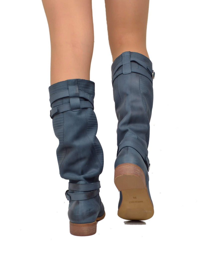 Summer Nubuck Boots – Vintage Blue, Made in Italy - 3
