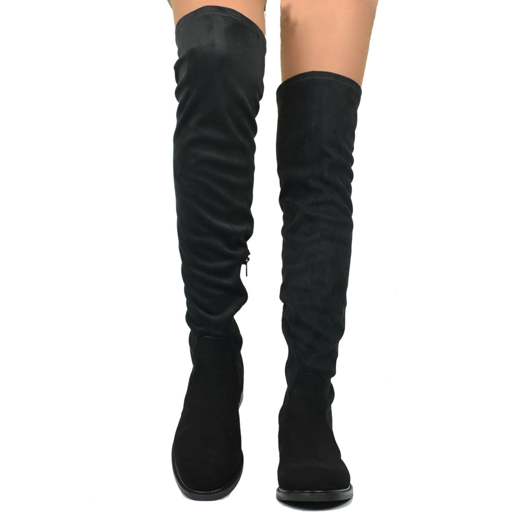 Black Stretch Overknee Boots Made in Italy - 3