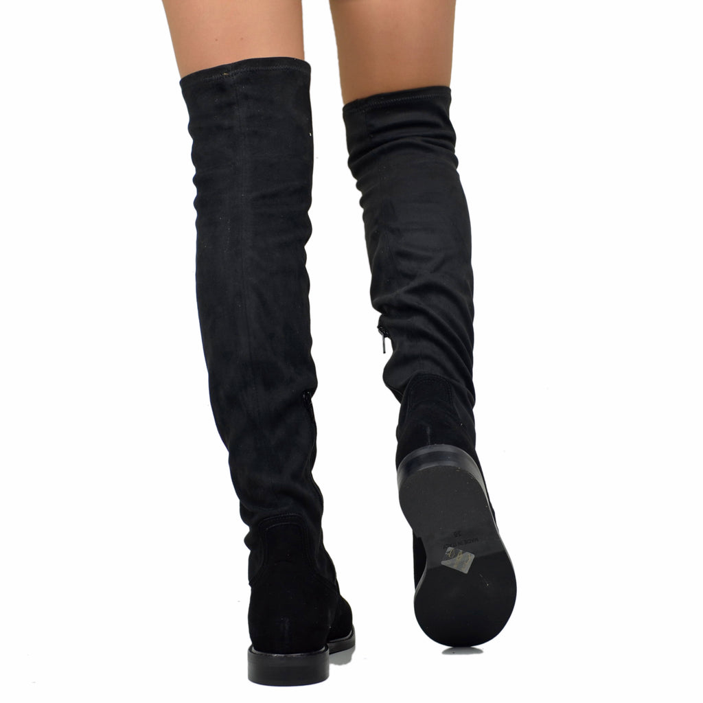 Black Stretch Overknee Boots Made in Italy - 4