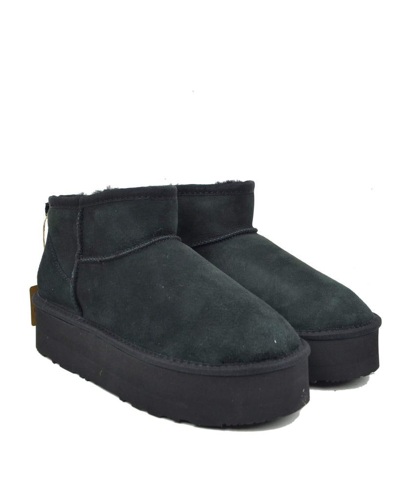 Stiefel aus Echtem Umgekehrtem Lammfell Schwarz - 4