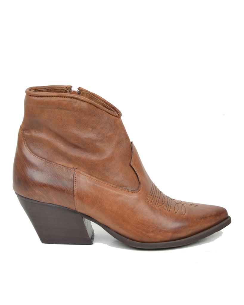 Bottines Western Femme en Cuir Véritable Rag Cacao Made in Italy - 2
