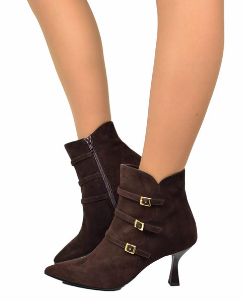 Stivaletti da donna in pelle scamosciata con tacco – a punta – Stivali da donna alla caviglia con chiusura lampo a gambo corto, stivaletti Business Chelsea Boots alla caviglia, beige., 36 EU
