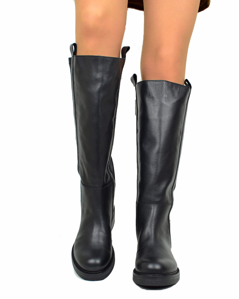 Biker Westernstiefel Damen XL Elastisch Schwarz Leder - 3