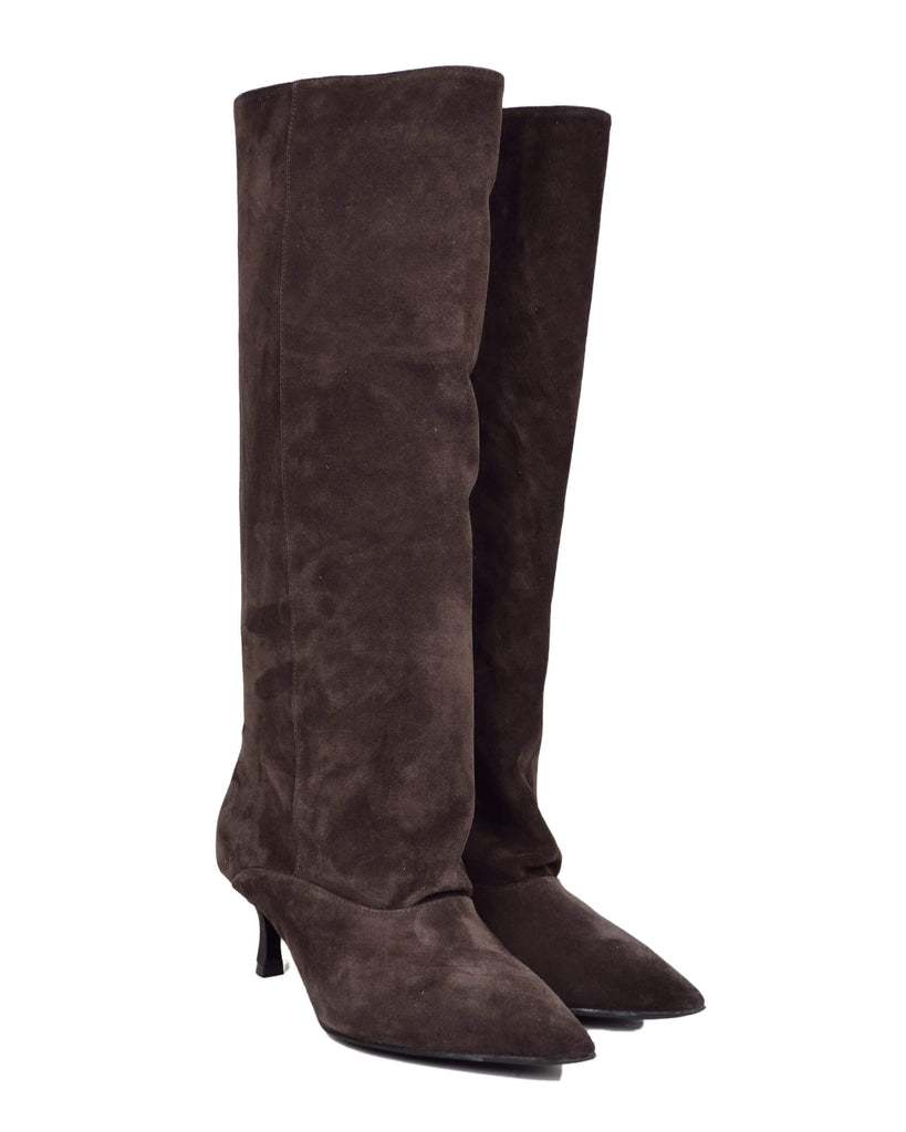 Elegante Damenstiefel Wildleder Braun Made in Italy - 6