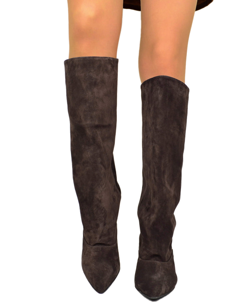 Elegante Damenstiefel Wildleder Braun Made in Italy - 3