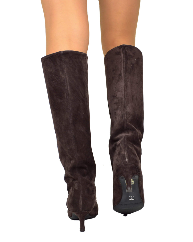 Elegante Damenstiefel Wildleder Braun Made in Italy - 5