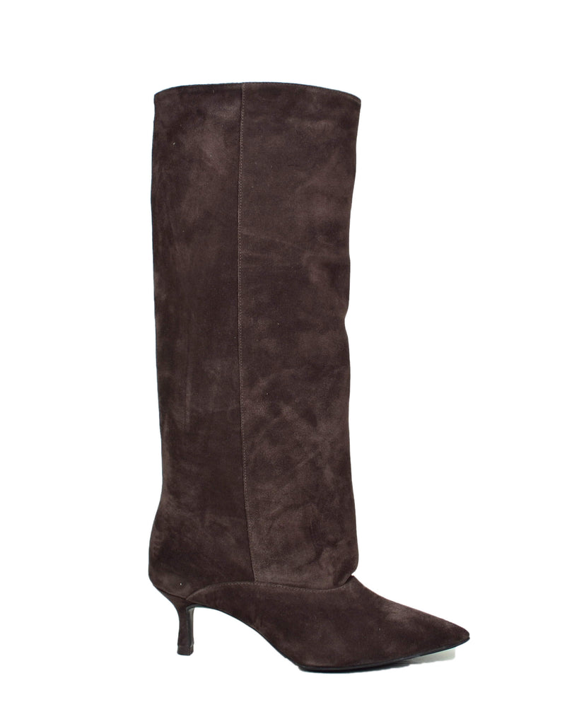 Elegante Damenstiefel Wildleder Braun Made in Italy - 2