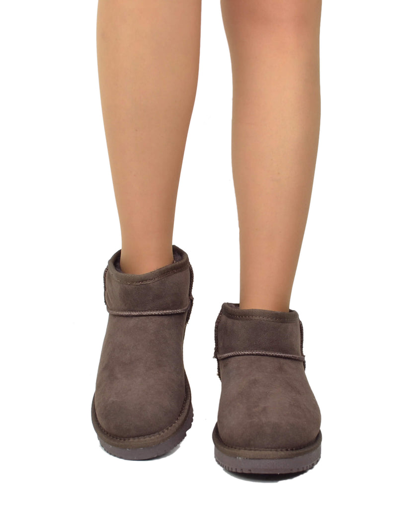 Damenstiefeletten Echt Lammfell Dunkelbraun - 6