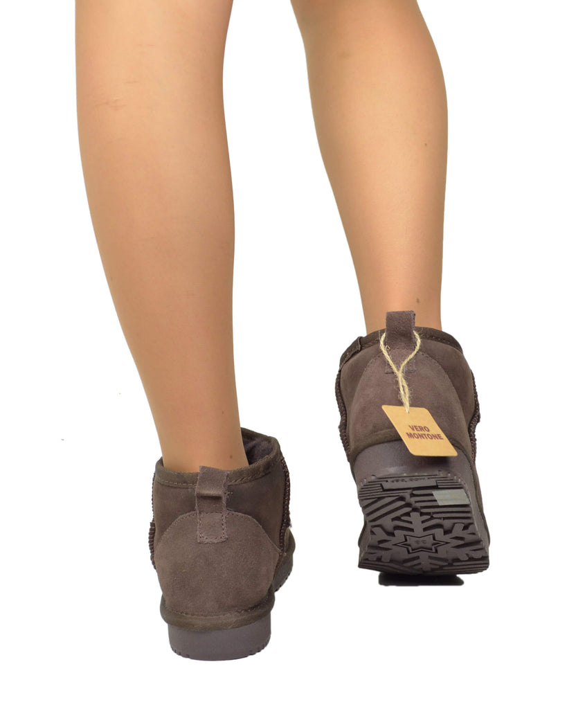 Damenstiefeletten Echt Lammfell Dunkelbraun - 3