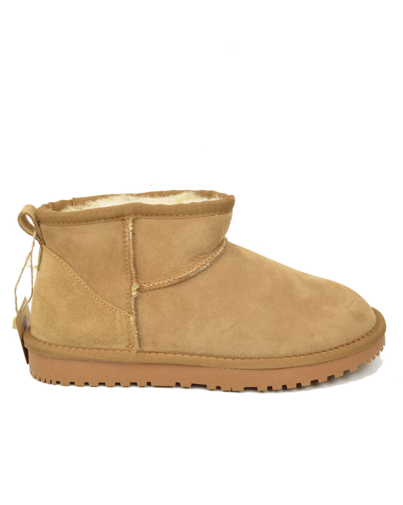 Stivaletti Donna con Pelo in Vero Montone Mini Boots Camel - 3
