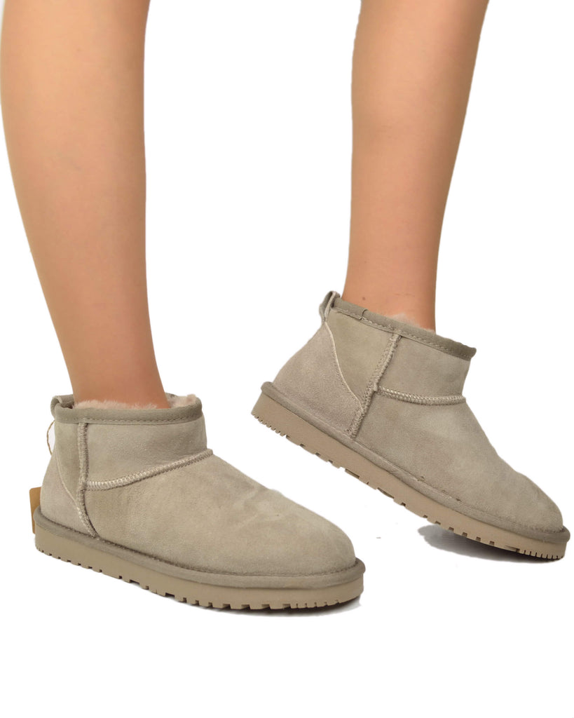 Damenstiefeletten Echt Lammfell Taupe Ultra Mini - 4