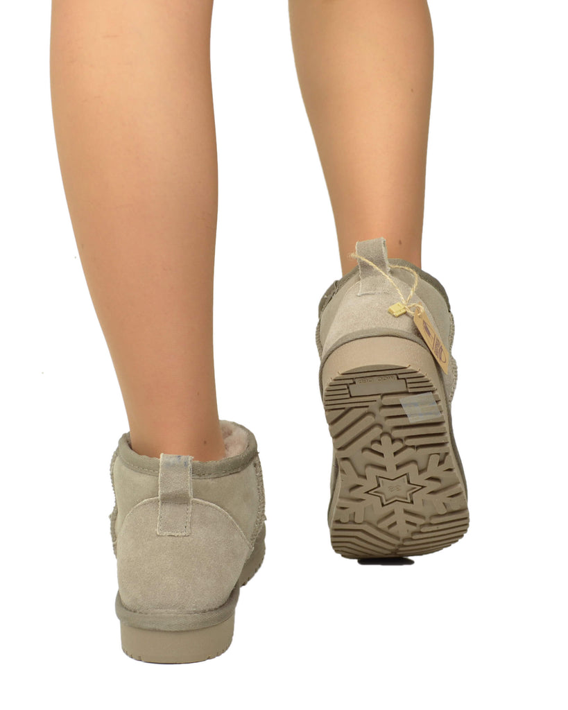 Damenstiefeletten Echt Lammfell Taupe Ultra Mini - 5