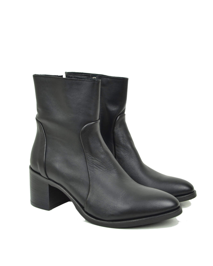 Stivaletti alla Caviglia Eleganti Classici in Vera Pelle Tacco Largo 6 Centimetri - 2