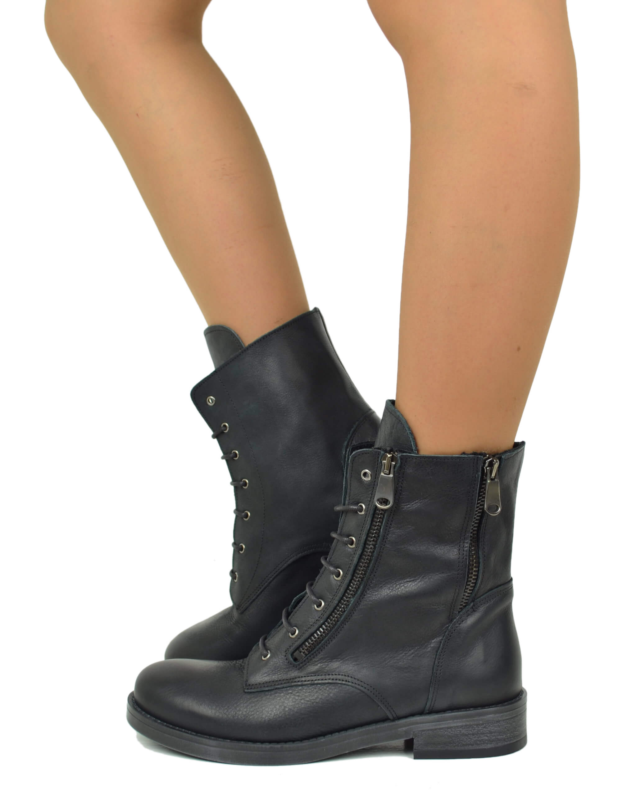 Ankle Boots Bottines à Lacets Cuir Femme Bottines Plates Bottines