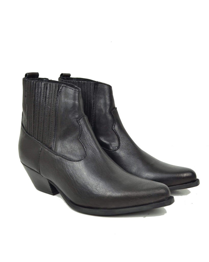 Stivaletti Texani Beatles Pelle Nera Tacco 5 Cm Perfetti da Pantalone Bassi Caviglia - 2